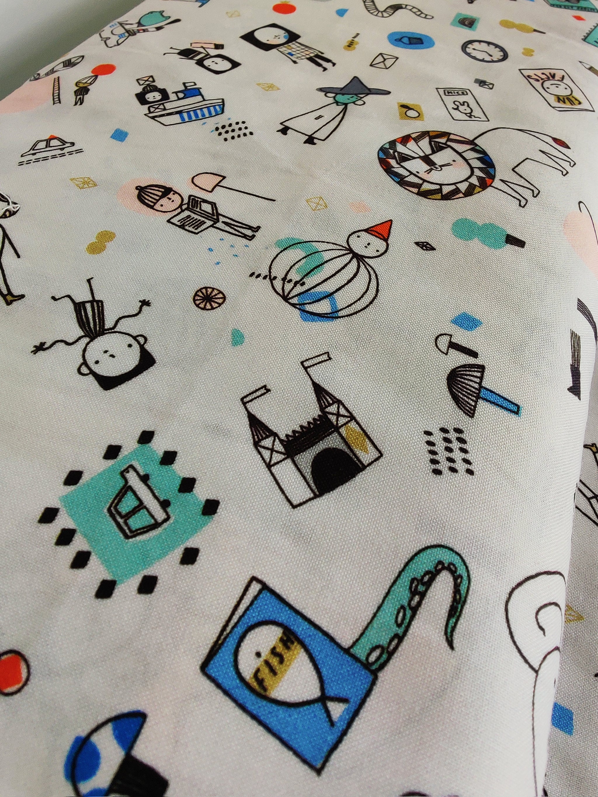 Book Club Beige by Carly Gledhill FIGO Fabric Cotton Fabric by the Half Yard
