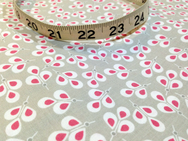 Pink Willow Leaves Fabric by the Half Yard