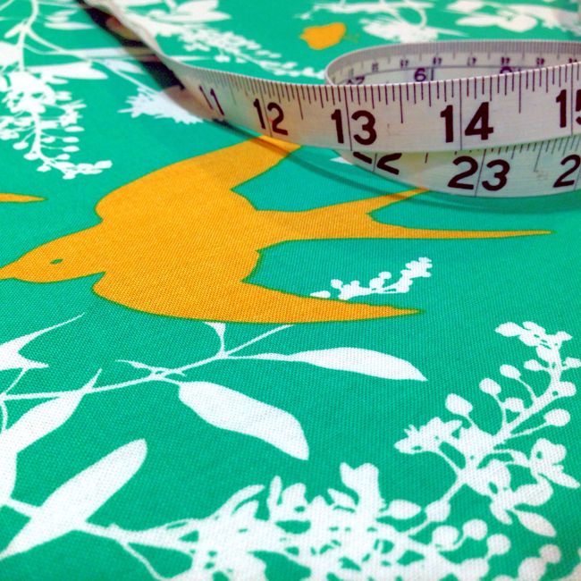 Yippy BeBe NJ fabric store Free Spirit Bungalow Swallow bird Emerald by Joel Dewberry - 1 yard close up