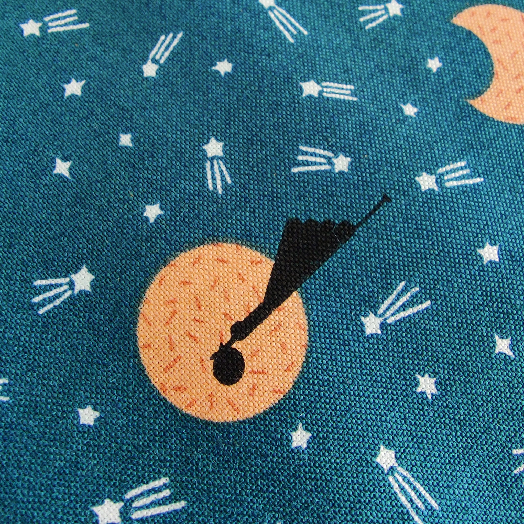 Night Time Stork Delivery Teal | Special Delivery by Lemonni | Cotton Fabric by the Half Yard