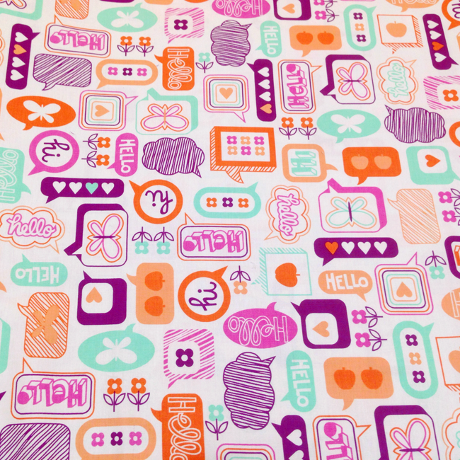 Yippy BeBe NJ fabric store Free Spirit Moxie Chatterbox in Tangerine by Eric McMorris - 1 yard